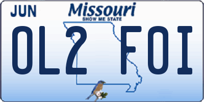 MO license plate OL2F0I