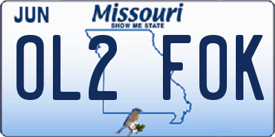 MO license plate OL2F0K