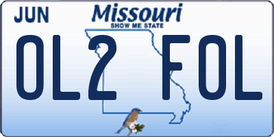 MO license plate OL2F0L