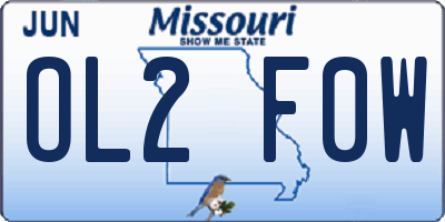 MO license plate OL2F0W