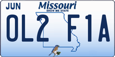 MO license plate OL2F1A