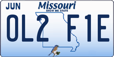 MO license plate OL2F1E