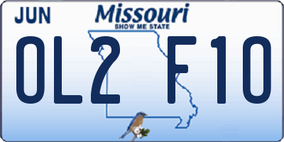 MO license plate OL2F1O