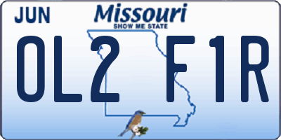MO license plate OL2F1R