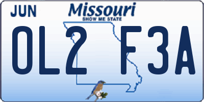 MO license plate OL2F3A