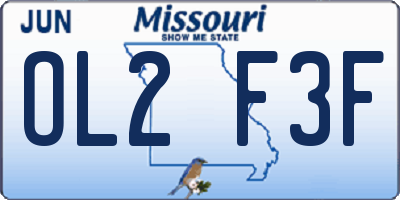 MO license plate OL2F3F