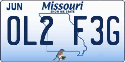 MO license plate OL2F3G