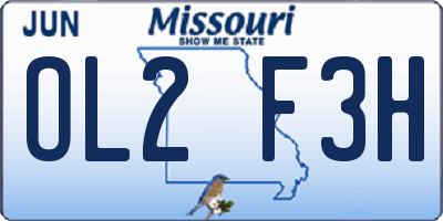 MO license plate OL2F3H