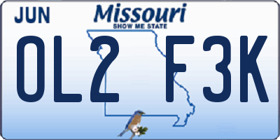 MO license plate OL2F3K