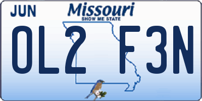 MO license plate OL2F3N