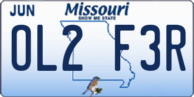 MO license plate OL2F3R