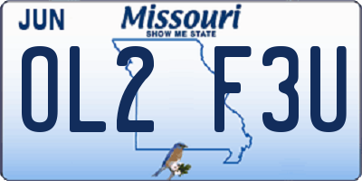 MO license plate OL2F3U