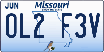 MO license plate OL2F3V