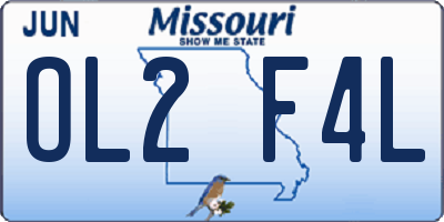 MO license plate OL2F4L
