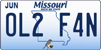 MO license plate OL2F4N