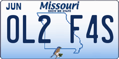 MO license plate OL2F4S