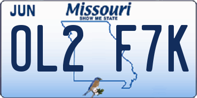 MO license plate OL2F7K