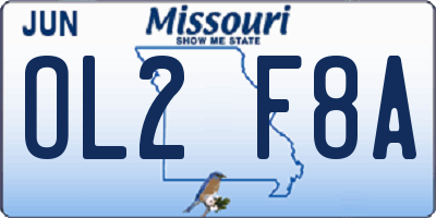 MO license plate OL2F8A