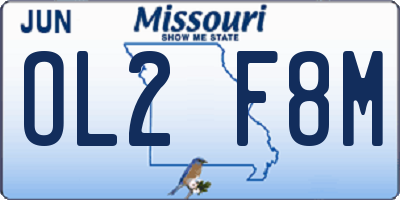 MO license plate OL2F8M