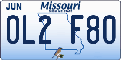 MO license plate OL2F8O