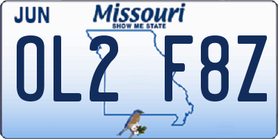 MO license plate OL2F8Z