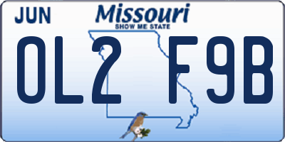 MO license plate OL2F9B