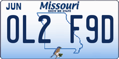 MO license plate OL2F9D
