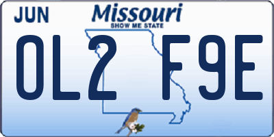 MO license plate OL2F9E