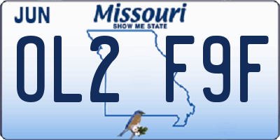 MO license plate OL2F9F