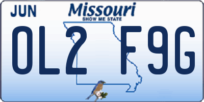 MO license plate OL2F9G