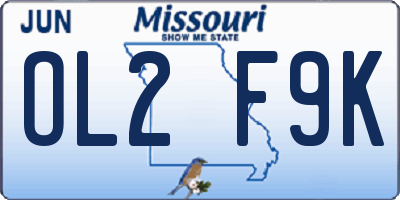 MO license plate OL2F9K