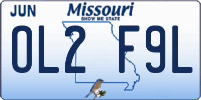 MO license plate OL2F9L
