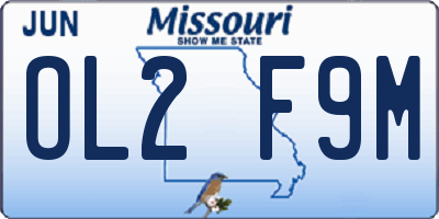 MO license plate OL2F9M