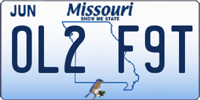 MO license plate OL2F9T