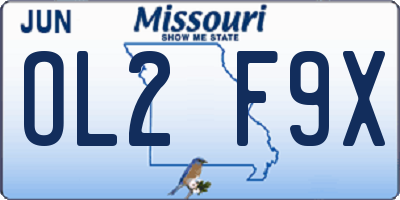 MO license plate OL2F9X
