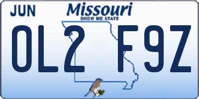 MO license plate OL2F9Z