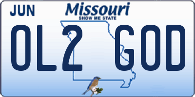 MO license plate OL2G0D