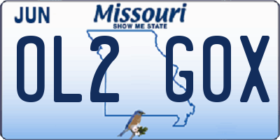 MO license plate OL2G0X