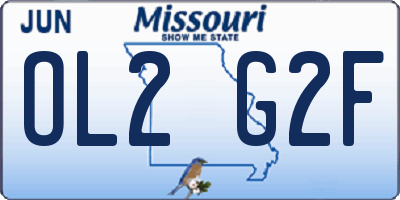 MO license plate OL2G2F