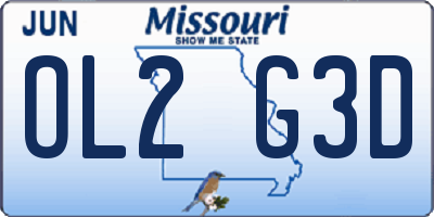 MO license plate OL2G3D