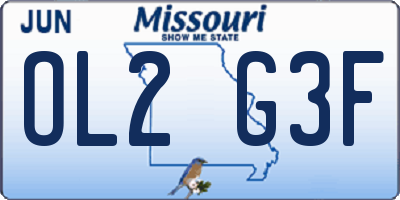 MO license plate OL2G3F