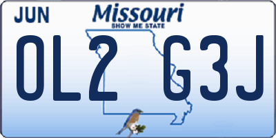 MO license plate OL2G3J