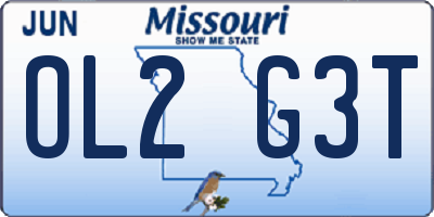 MO license plate OL2G3T