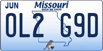 MO license plate OL2G9D