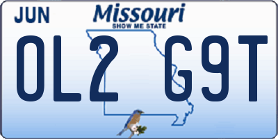 MO license plate OL2G9T