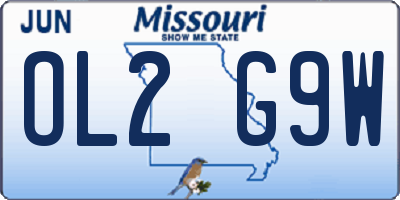 MO license plate OL2G9W
