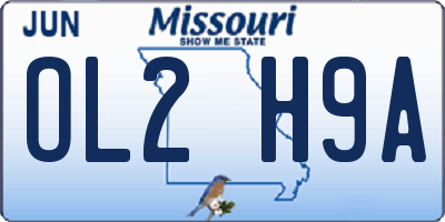 MO license plate OL2H9A