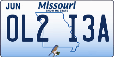 MO license plate OL2I3A