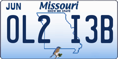 MO license plate OL2I3B