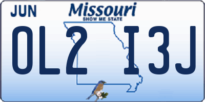 MO license plate OL2I3J